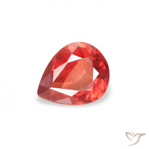0.41ct طبيعي أحمر كثيف زفير, شكل الكمثرى, قليلا جدا