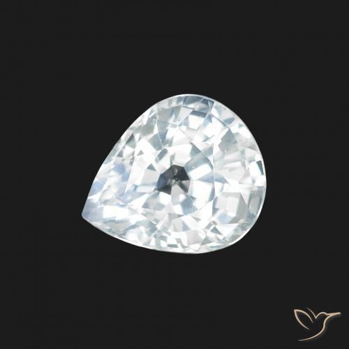 1.34ct طبيعي أبيض مزرق زفير, شكل الكمثرى, قليلا جدا
