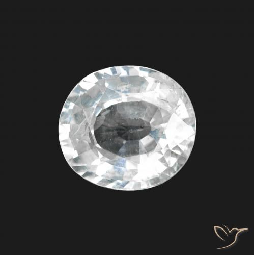 1.64ct طبيعي أبيض مزرق زفير, بيضوي, قليلا جدا