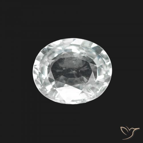 1.60ct طبيعي أبيض زفير, بيضوي, قليلا جدا