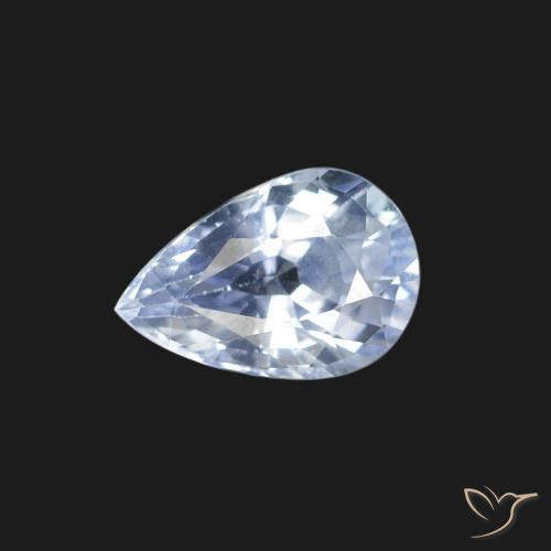 1.29ct طبيعي أبيض مزرق زفير, شكل الكمثرى, قليلا جدا