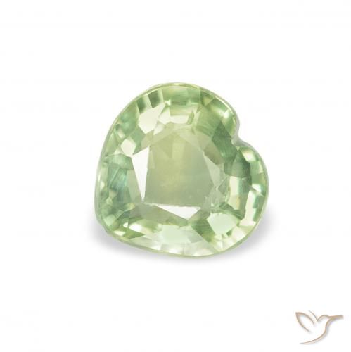 0.64ct طبيعي أخضر فاتح جدا زفير, قلب, قليلا جدا