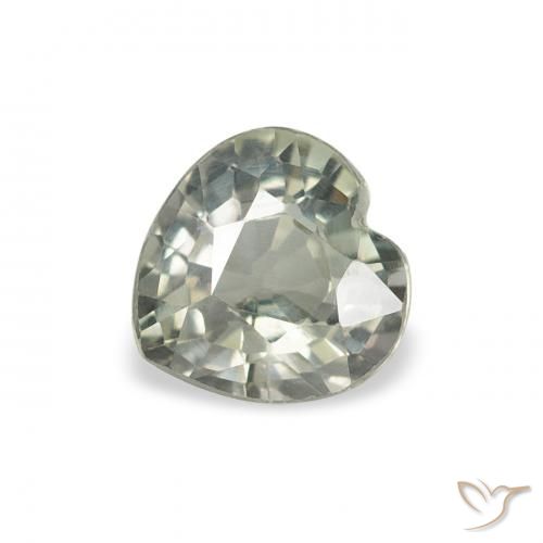 0.77ct طبيعي رمادى مخضر زفير, قلب, قليلا جدا
