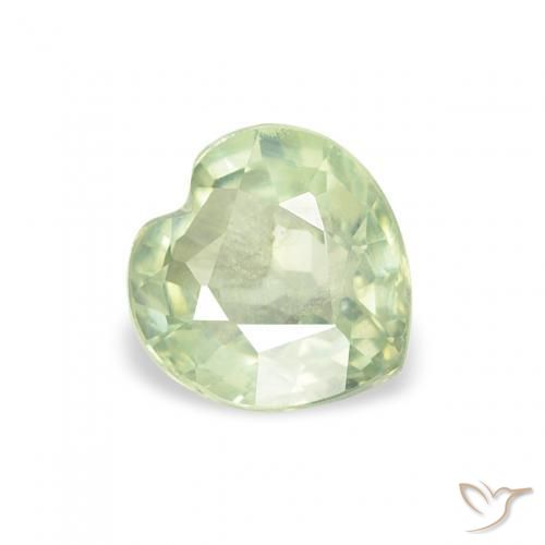 0.69ct طبيعي أخضر فاتح جدا زفير, قلب, قليلا جدا