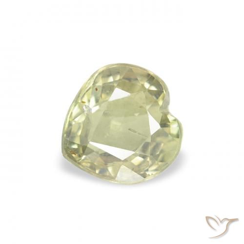 0.60ct طبيعي أخضر مصفر زفير, قلب, قليلا جدا