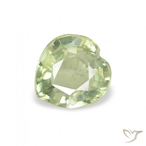 0.62ct طبيعي أخضر مصفر زفير, قلب, قليلا جدا