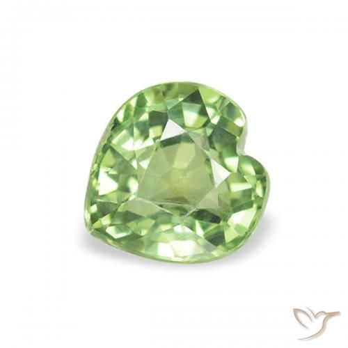 0.64ct طبيعي أخضر دافئ زفير, قلب, قليلا جدا