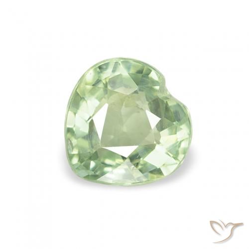 0.64ct طبيعي اخضر فاتح زفير, قلب, قليلا جدا