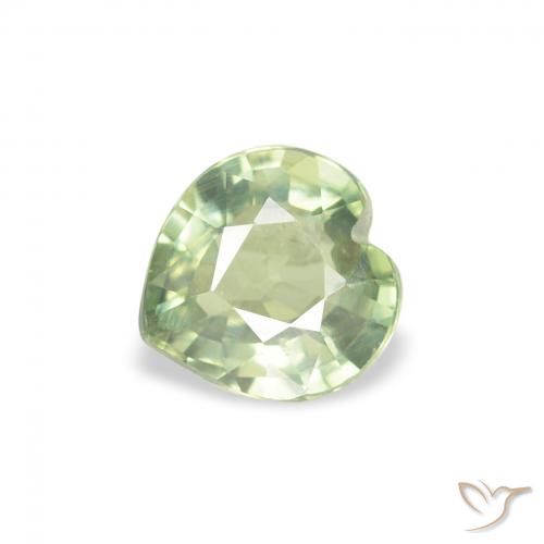 0.61ct طبيعي اخضر المريمية فاتح جدا زفير, قلب, قليلا جدا