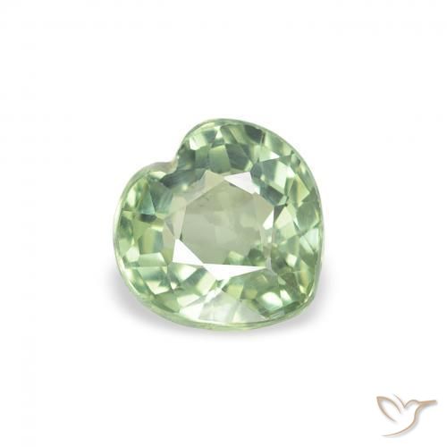 0.76ct طبيعي أخضر باهت زفير, قلب, قليلا جدا