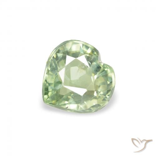 0.71ct طبيعي اخضر المريمية فاتح جدا زفير, قلب, قليلا جدا