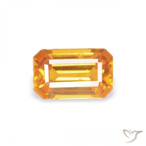 0.41ct طبيعي ذهبى-برتقالى زفير, قص الزمرد, قليلا جدا