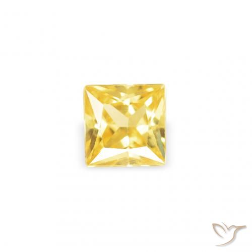 0.18ct طبيعي أصفر متوسط زفير, مربع, قليلا جدا