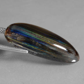 سكابوليت ملون بقوس قزح طبيعي، شكل الكمثرى، 15.08 قيراط، شفاف