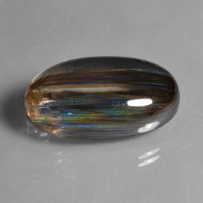 سكابوليت ملون بقوس قزح طبيعي، قصة بيضاوى، 45.72 قيراط، شفاف