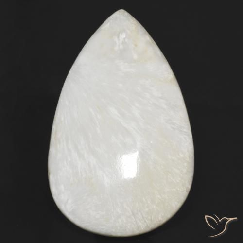 59.54ct طبيعي أبيص فاتح سكوليسيت, شكل الكمثرى, غير شفاف