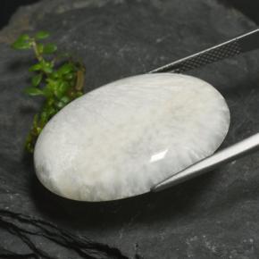 سكوليسيت أبيض رمادى فاتح طبيعي، قصة بيضاوى، 22.74 قيراط، غير شفاف