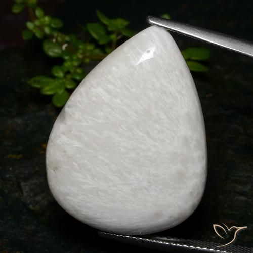 19.68ct طبيعي أبيض كريمى سكوليسيت, شكل الكمثرى, غير شفاف