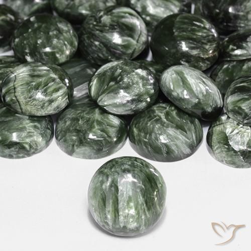 4.85ct طبيعي أخضر زيتونى سيرافينيت, دائري, غير شفاف