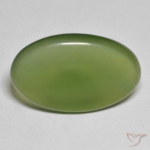 11.43ct طبيعي أخضر غامق حجر السربنتين, بيضوي, نصف شفاف