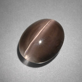 Sillimanite Cat's Eye طبيعي بلون دخاني، وزن ‎4.25‎ قيراط، شكل شفاف، مقاس ‎10.6x8.4‎ مم