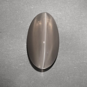 Sillimanite Cat's Eye طبيعي بلون بني، وزن ‎7.02‎ قيراط، شكل شفاف، مقاس ‎14.8x8.2‎ مم