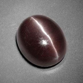 Sillimanite Cat's Eye طبيعي بلون بنى شيكولاتى، وزن ‎3.85‎ قيراط، شكل بيضاوى، مقاس ‎10.5x8.7‎ مم