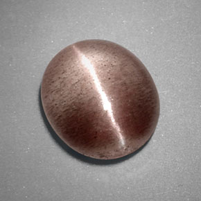 Sillimanite Cat's Eye طبيعي بلون بني، وزن ‎3.38‎ قيراط، شكل شفاف، مقاس ‎10.4x9‎ مم