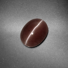 Sillimanite Cat's Eye طبيعي بلون بني، وزن ‎1.59‎ قيراط، شكل بيضاوى، مقاس ‎9.2x7.2‎ مم