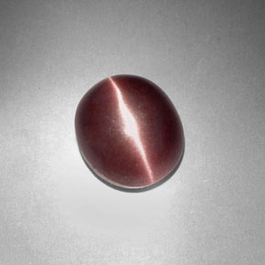 Sillimanite Cat's Eye طبيعي بلون بني أرجواني، وزن ‎3.29‎ قيراط، شكل بيضاوى، مقاس ‎9.9x8.4‎ مم