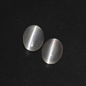 Sillimanite Cat's Eye طبيعي بلون دخاني، وزن ‎‎ قيراط، شكل بيضاوى، مقاس ‎7.4x5.2‎ مم
