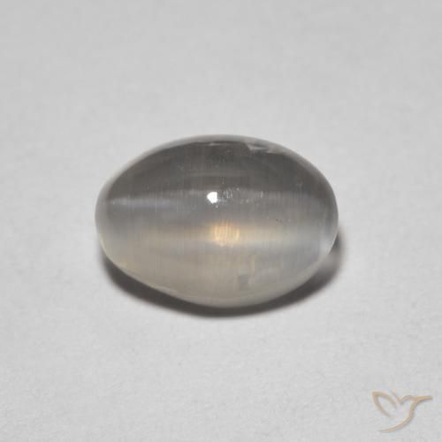 1.64ct طبيعي رمادى فاتح جدا عين القط سيليمانايت, بيضوي, شفاف