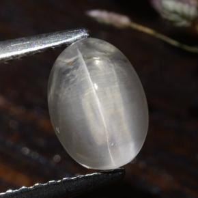 Sillimanite Cat's Eye طبيعي بلون دخاني، وزن ‎1.73‎ قيراط، شكل بيضاوى، مقاس ‎7.9x5.8‎ مم