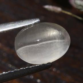 Sillimanite Cat's Eye طبيعي بلون دخاني، وزن ‎1.73‎ قيراط، شكل بيضاوى، مقاس ‎7.9x5.8‎ مم