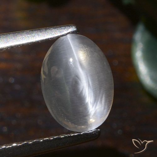 1.54ct طبيعي أبيض دافئ عين القط سيليمانايت, بيضوي, نصف شفاف