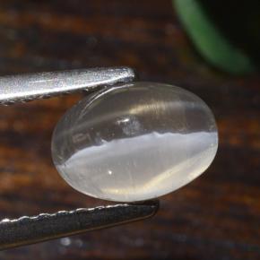 عين القط سيليمانايت رمادى فاتح جدا طبيعي، قصة بيضاوى، 1.40 قيراط، نصف شفاف