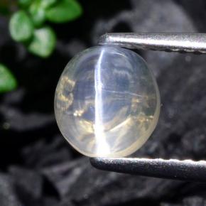 Sillimanite Cat's Eye طبيعي بلون شفاف، وزن ‎1.93‎ قيراط، شكل بيضاوى، مقاس ‎6.7x6.2‎ مم