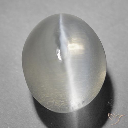 1.46ct طبيعي رمادى فاتح جدا عين القط سيليمانايت, بيضوي, شفاف