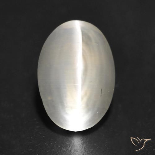 1.29ct طبيعي رمادى فاتح جدا عين القط سيليمانايت, بيضوي, شفاف