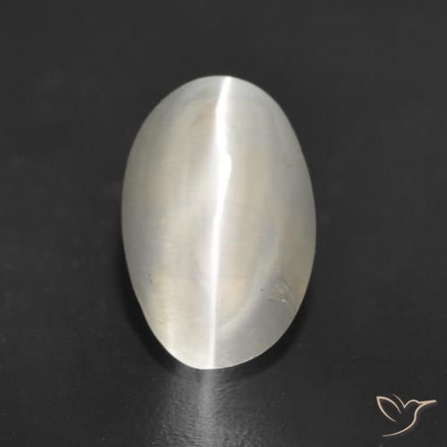 1.23ct طبيعي أبيض دافئ عين القط سيليمانايت, بيضوي, نصف شفاف