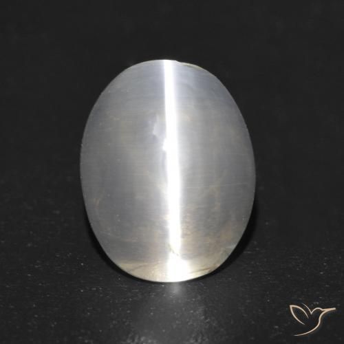 1.24ct طبيعي أبيض دافئ عين القط سيليمانايت, بيضوي, شفاف