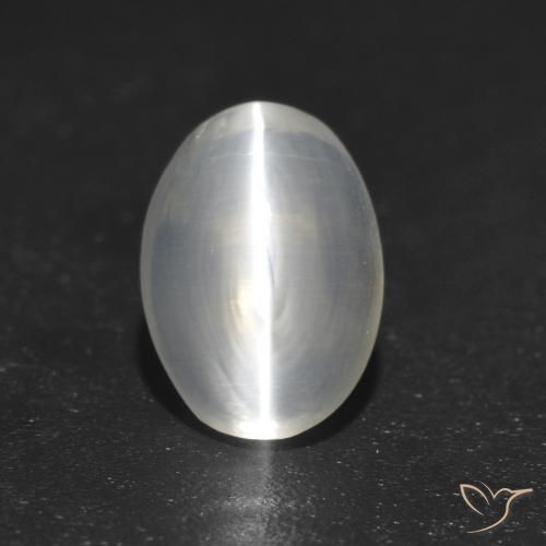 1.21ct طبيعي أبيض عين القط سيليمانايت, بيضوي, شفاف