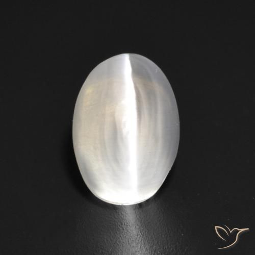 1.55ct طبيعي أبيض عين القط سيليمانايت, بيضوي, شفاف