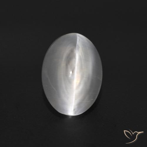 1.16ct طبيعي أبيض عين القط سيليمانايت, بيضوي, شفاف