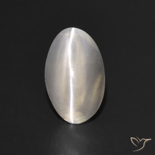 1.10ct طبيعي رمادى فاتح جدا عين القط سيليمانايت, بيضوي, شفاف