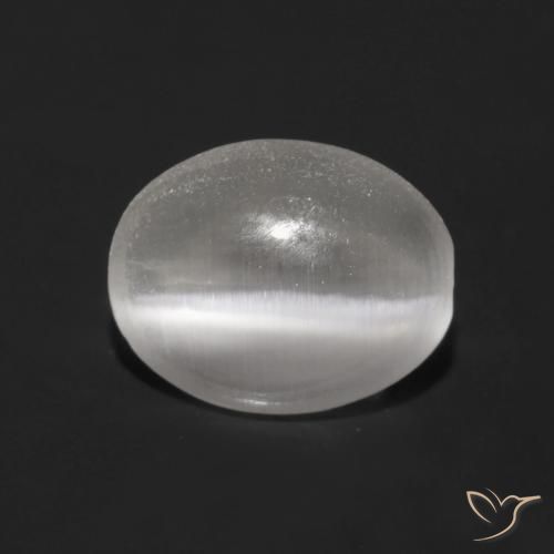 0.89ct طبيعي رمادى فاتح جدا عين القط سيليمانايت, بيضوي, شفاف