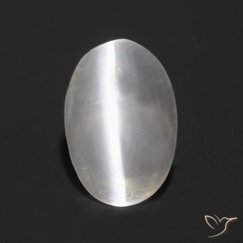 0.81ct طبيعي رمادى فاتح جدا عين القط سيليمانايت, بيضوي, شفاف