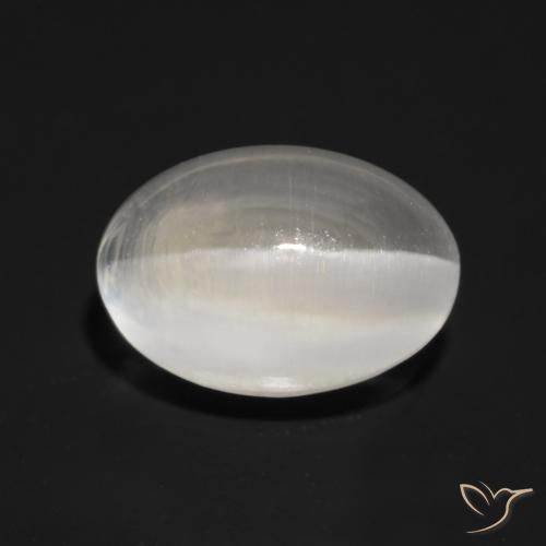 1.30ct طبيعي رمادى فاتح جدا عين القط سيليمانايت, بيضوي, شفاف