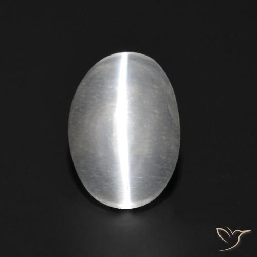 1.04ct طبيعي أبيض شفاف عين القط سيليمانايت, بيضوي, شفاف