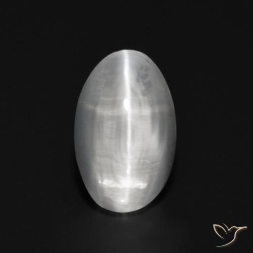 1.15ct طبيعي أبيض عين القط سيليمانايت, بيضوي, شفاف